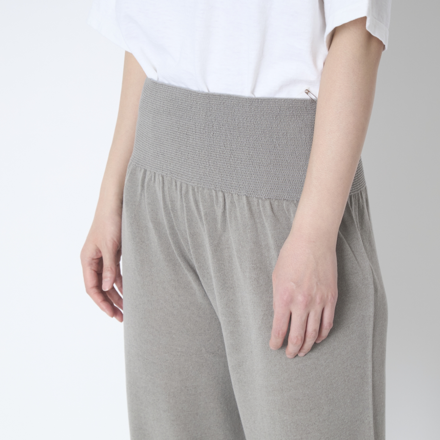 SAIFUKU/のびるニットパンツ ワイドタイプ　綿麻